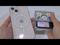 iPhone 13 unboxing & comparison to galaxy Zflip3 + MagSafe accessories 🌸 pink aesthetic 아이폰13