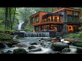 Jazz Relaxing Music For Relax ☕ Smooth Jazz Instrumental Music ✔ Cozy Rain Cabin Ambience