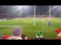 Munster pro rugby kicker misses from in front of post.