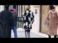 Beautiful people in stylish clothes on the streets of London. Winter street fashion. Street style.