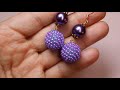 Beaded ball Earring .Easy to make for beginners ,beading tutorial no 69