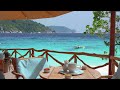 Seaside Cafe Ambience - Bossa Nova Music, Smooth Jazz BGM, Ocean Wave Sound for Study & Relaxation