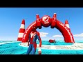 الأبطال الخارقين على دراجة نارية - Superheroes on motorcycle ride on the spiders fall to sharks GTAV