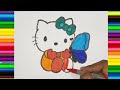 Hello Kitty with Butterfly Easy and Beautiful Drawing for kids and Toddlers