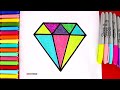 Aprende a dibujar un DIAMANTE DE COLORES con BRILLANTINA | How to Draw a Diamond Glitter of