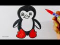 How to draw Penguin step by step | Penguin drawing and coloring for kids | easy drawing