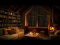 Rainy Night in Cozy Room Ambience with Soft Jazz Music 💤 Soft Rain Sounds for Sleeping