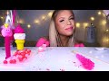 ASMR PINK FOOD* PEPPA PIG, GOT MILK ICE CREAM, JELLY DONUT, MACARONS, POPPING BOBA, JELLY MUKBANG 먹방