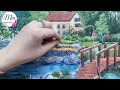 The Making of Thread Painting Landscape 🌳🌸 The Garden Timelapse Hand Embroidery