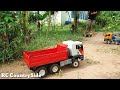 Road Construction, RC Bruder MAN TGS dump truck, Excavator and Bulldozer loading old dirt Ep1 Part 2