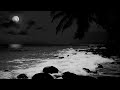 Deep Sleep White Noise Sounds | Roaring Ocean Under A Palm Tree with Dark Screen