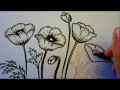 Flower Tutorial - How To Draw Flowers - Poppy Flowers
