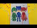 Coloring PJ Masks. Catboy, Owlette and Gekko. Coloring pages #pjmasks #coloring #kidsvideo