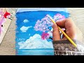 Lake Scenery Painting with Pink Tree | Pink Tree Painting #springpainting #painting