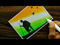 Independence Day drawing for beginners with Oil Pastels - step by step