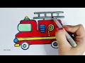 How to draw Fire truck step by step | fire truck drawing for kids | easy drawing for kids