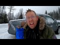 Survival Shelter Winter Camping in Blizzard - Deep Snow Camping in Alaska