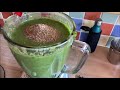 A tasty Kale & Co smoothie blend. Testing Bravedge Chef Knife