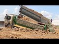 ឡានដឹកដីជាប់ផុងជ្រៅ Scania dump truck stuck in deep mud & recovery