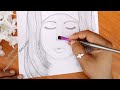 Draw a girl face easy step by step|| How to draw a beautiful girl.. Pencil sketch art