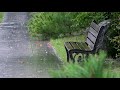 💧[4K] Rain on a park bench . Rain Sounds for Deep Sleep .  Rain Sound Relaxation . Insomnia