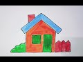 How to draw cute and easy House and Tree | Easy drawing, Painting and Coloring for Kids & Toddlers