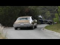 Jay Leno leaving Art Center in his 1000HP Oldsmobile Toronado