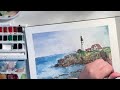 Paint With Me | Watercolor Lighthouse | Timelapse, Chill Music, Sped-Up