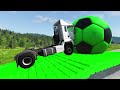 Double Flatbed Trailer Truck vs Speedbumps Train vs Cars | Tractor vs Train Beamng.Drive 0117