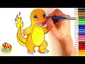 How to Draw Charmander from Pokémon - Easy Step-by-Step Tutorial For Kids! DRAWING A CUTE RED NEWT