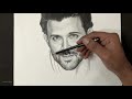 Drawing Hrithik Roshan, Realistic Pencil Drawing Time lapse