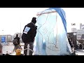 London Ice Sculpture Festival 2014 - Sweden outline with chainsaw