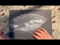 Drawing a great white shark on black paper time lapse