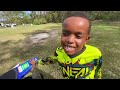 7 YEAR OLD STARTS HIS YAMAHA PW-50 & TTR-110 DIRT-BIKES AND PREPARES TO RIDE THE DIRT-BIKE TRACK!!!