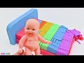 Satisfying Video l How To Make Rainbow Bed with Kinetic Sand for Doll ASMR