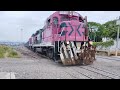 B23-7 de Ferrosur con tren de trabajo, maniobras y más tráfico de trenes!