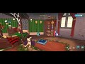 Hogwarts Mystery: Gryffindor dormitory and common room decorated for Christmas.