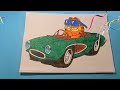 Garfield driving a car. Coloring pages #garfield #coloring #kidsvideo