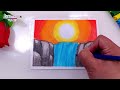 Cómo dibujar una CASCADA con óleo pastel - dibujos de paisajes fáciles