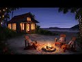Campfire on the Beach Ambience with Crackling Fire & Ocean Waves for Relaxation & Sleep