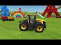 GIANT TRACTORS OF COLORS! JCB FASTRAC & DEUTZ FAHR & NEW HOLLAND & TRACTORS and WOOD CHIPS - FS22