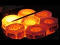 The process of making the largest hexagonal nut on Earth. Korean metal factory