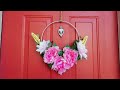 Floral Hoop Wreath DIY 🌸 Dollar Tree Ring Wreath Tutorial 🌸 Spring & Summer Decor