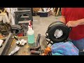 Fixing leaking lawn mower tire.