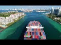 A tiny 250g drone captures Arrival of a massive Cargo ship into the Port of Miami