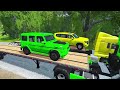 Double Flatbed Trailer Truck vs Speedbumps Train vs Cars | Tractor vs Train Beamng.Drive 001