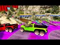 Spiderman & Super Heroes Race In Mega Ramps By Mack Trucks & Sea Bikes Super Cars