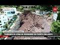 Collapse of high and huge retaining wall in south Puerto Vallarta