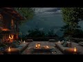 Outdoor Attic Space with Cozy Fireplace and Candlelight | Smooth Jazz Music Helps Relax and Rest