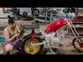 TIMELAPSE: Female mechanical worker restores old motorbikes and manufactures 3-wheeled rickshaws
